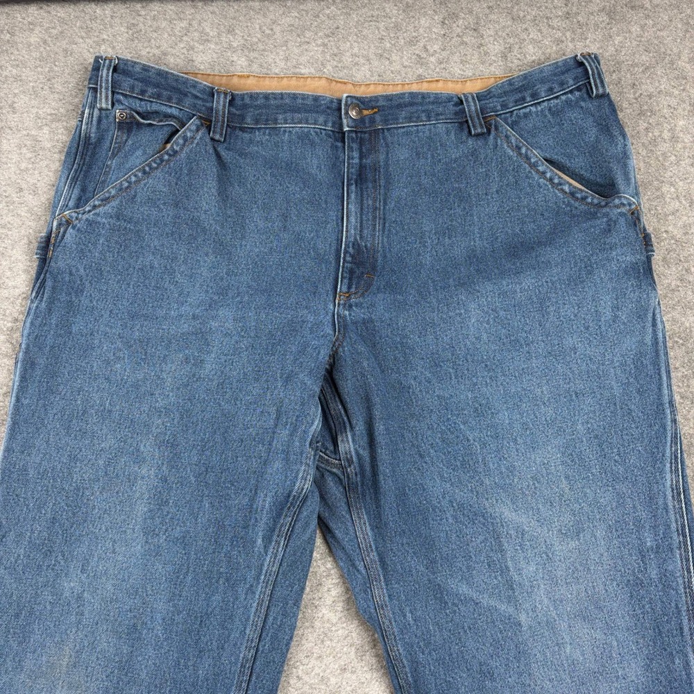 Duluth Trading Co Carpenter Jeans Mens 46x30 Blue Denim Utility Workwear Outdoor